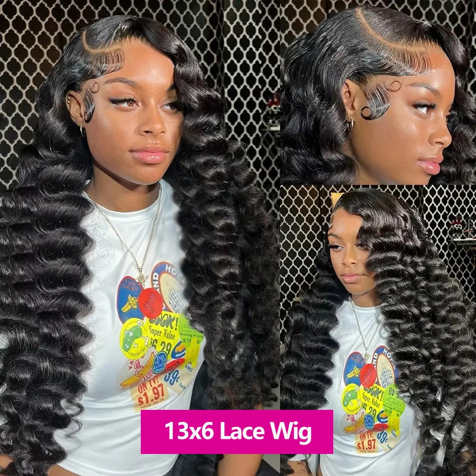 200% Density Loose Wave 13x6 HD Lace Front Wig (13x4 Option) – Brazilian Remy Human Hair, 30–40 Inch