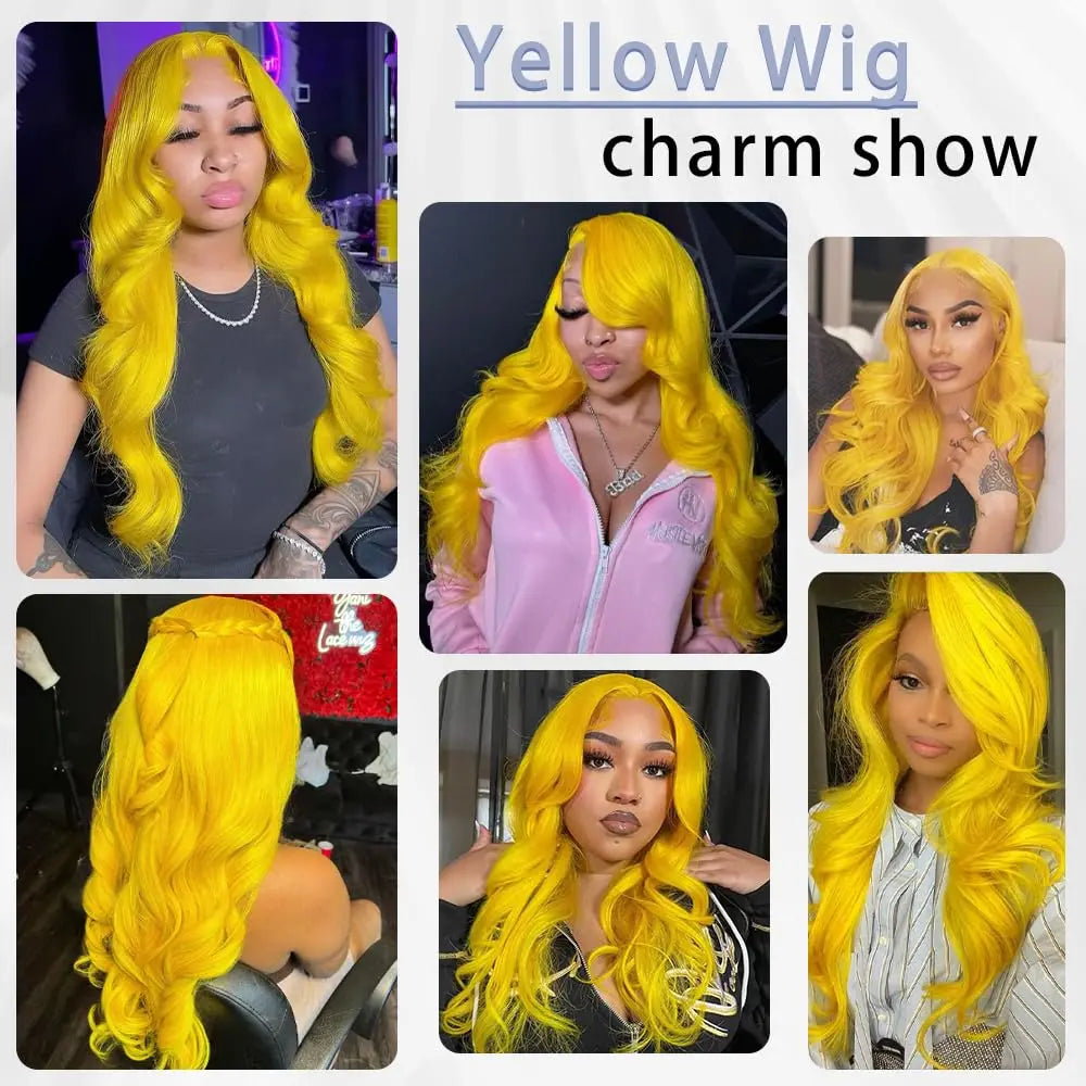 38-Inch Light Yellow Body Wave Human Hair Wig – 13x6 HD Transparent Lace Front, Pre-Plucked Hairline