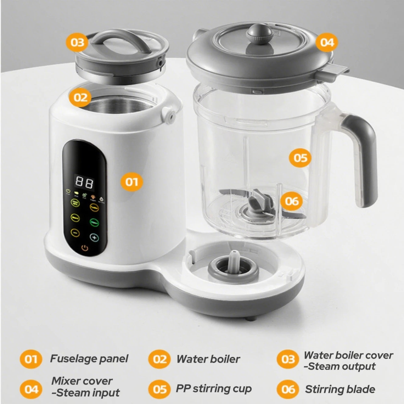 Automatic Baby Food Maker – 6-in-1 Steamer, Blender, Puree & Milk Warmer with Temperature Display