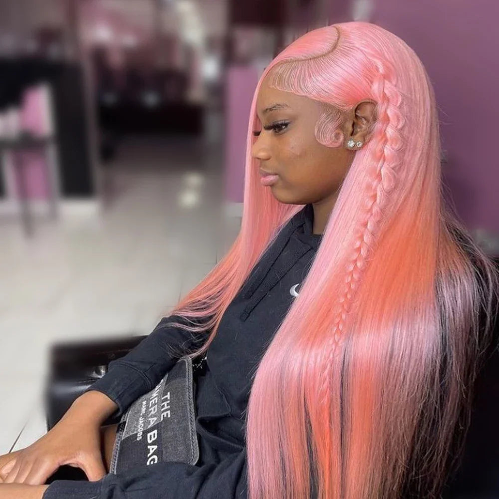 Pink Straight HD Lace Front Brazilian Human Hair Wig 13x6 30–32 Inch