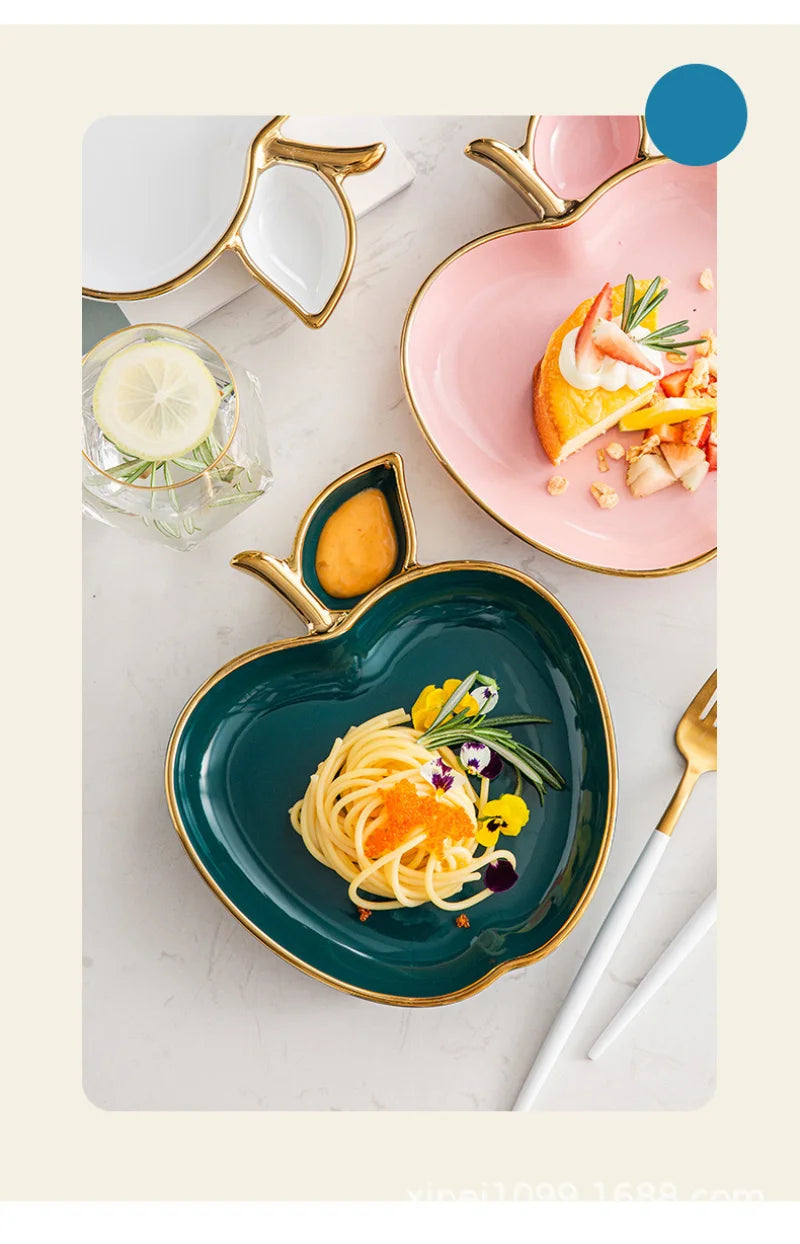 Jucaica Rosh Hashanah Apple Honey Dish – Ceramic Dessert Plate Set