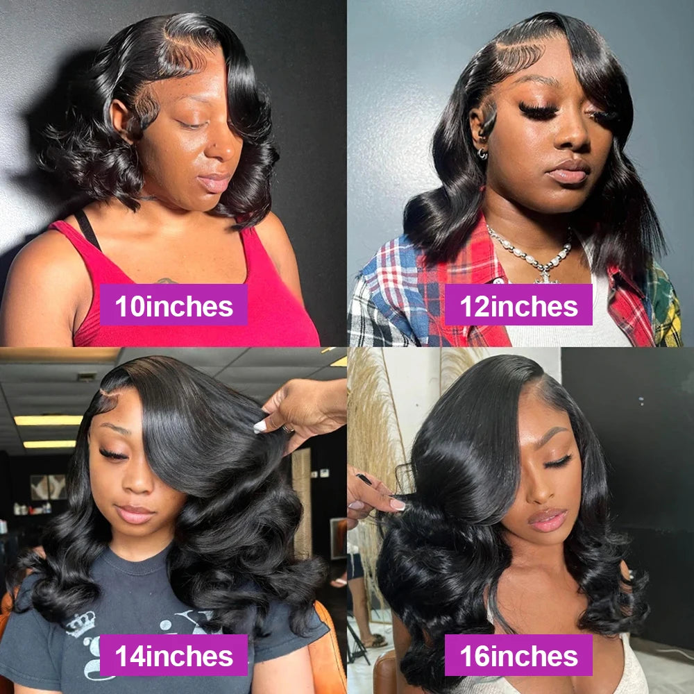 Body Wave HD Lace Frontal Wig 250% Density – Short Bob Human Hair Wig, Glueless 13x4 & 13x6 Transparent Lace, Natural Shine, Premium Salon Look