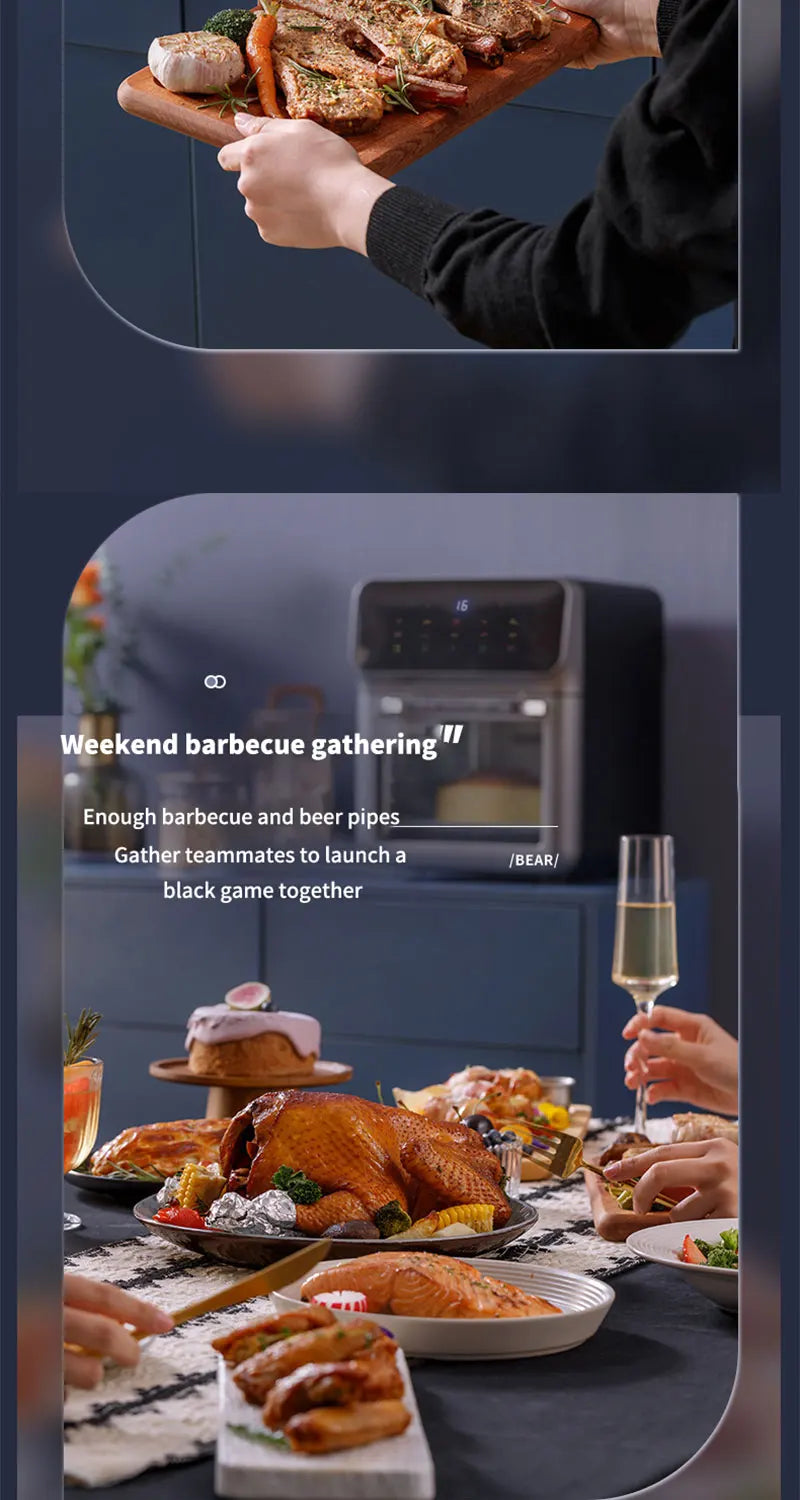 Smart 10L Oil-Free Air Fryer Oven with 360° Hot Air Convection — Large Capacity Electric Cooker for Healthy Home Cooking