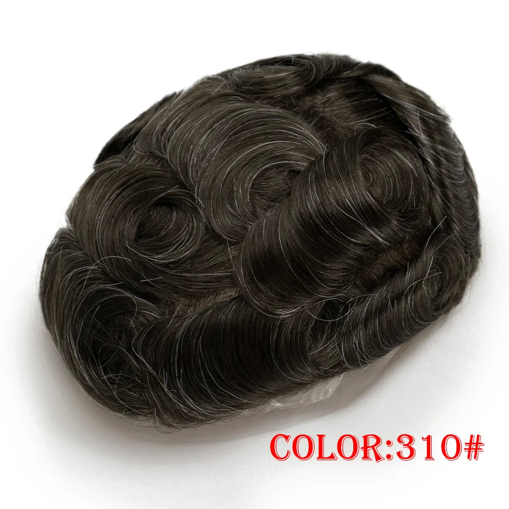Men Toupee Wig Natural Hairline V Loop Thin Skin | Remy Human Hair System 0.03mm
