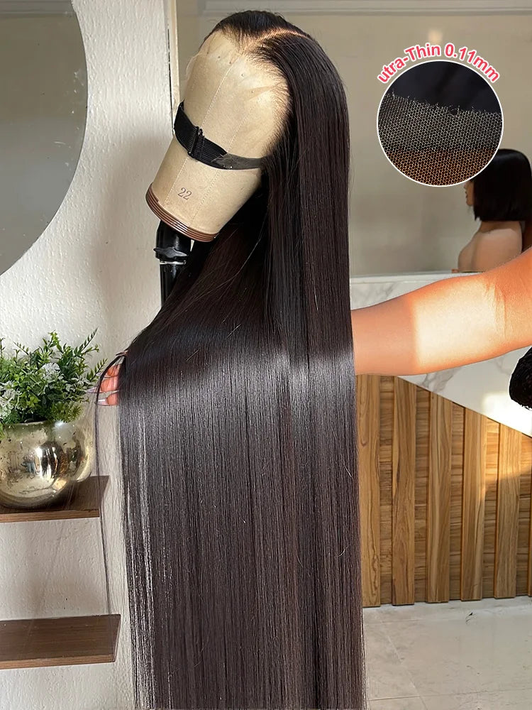 Bone Straight HD Lace Frontal Human Hair Wig 13x6 / 13x4 (30–40 Inch)