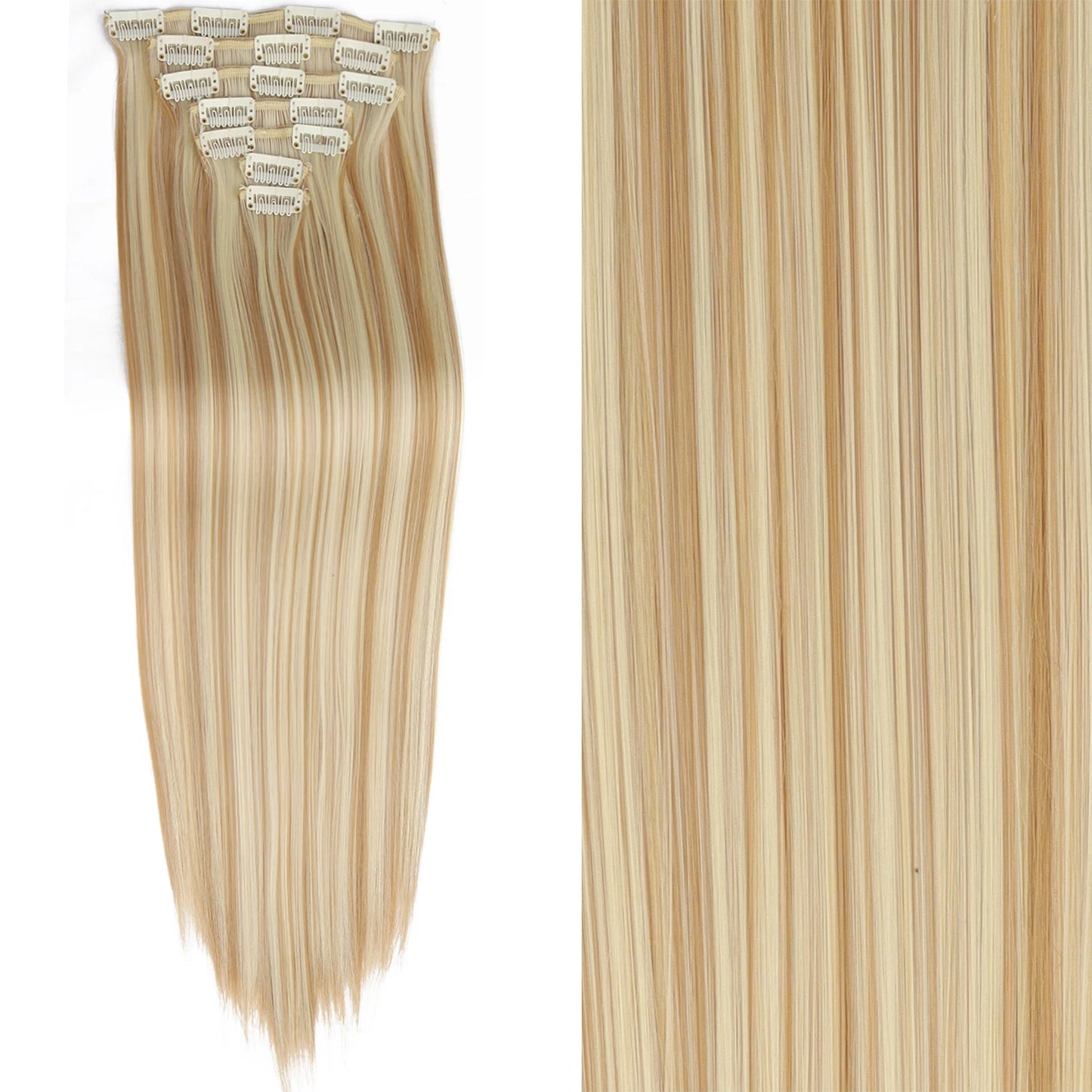 7Pcs Clip-in Hair Extensions | 24 Inch Straight | 60 Colors | Heat Resistant Fiber