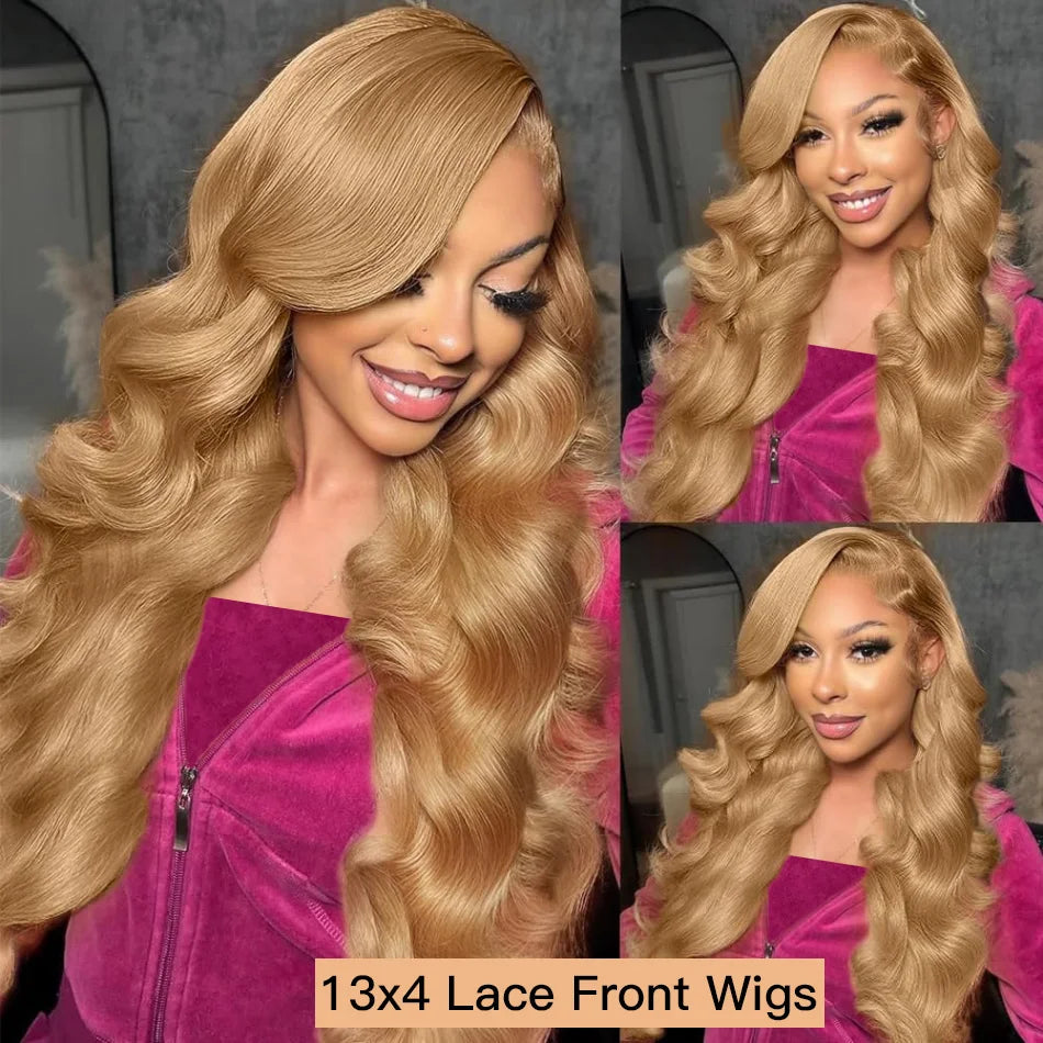 Honey Blonde 13x6 HD Lace Front Human Hair Wig – 250% Density Body Wave Brazilian Remy