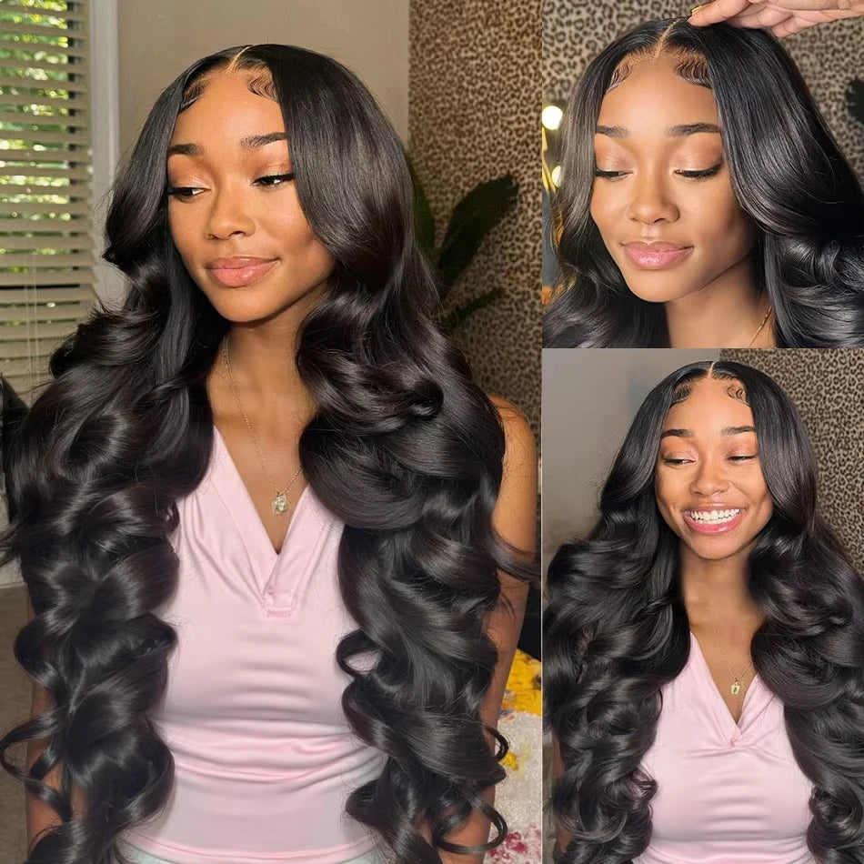 Transparent 5x5 Glueless HD Lace Body Wave Human Hair Wig 26"+