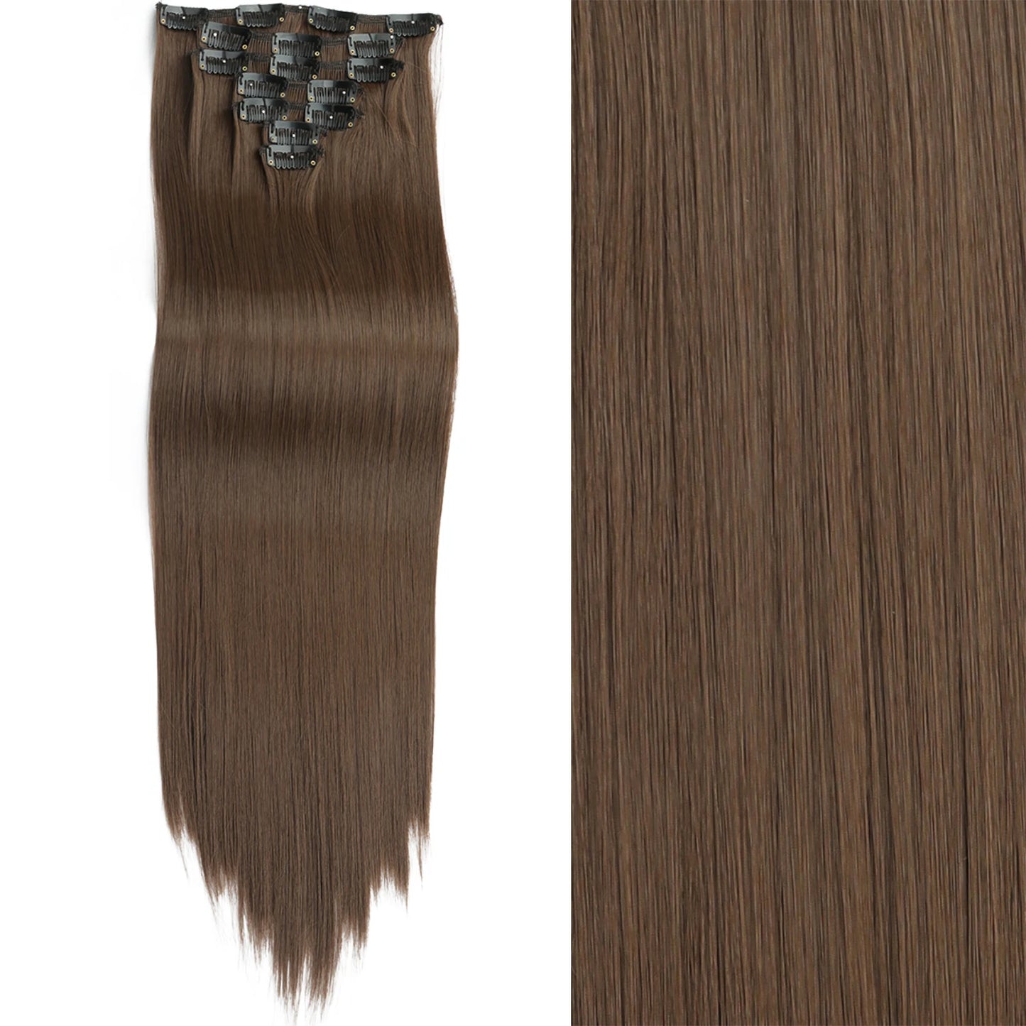 7Pcs Clip-in Hair Extensions | 24 Inch Straight | 60 Colors | Heat Resistant Fiber