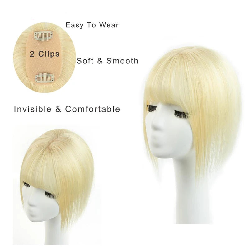 Real Human Hair Topper with 360° Bangs · 3D Hair Piece · 20–35 cm