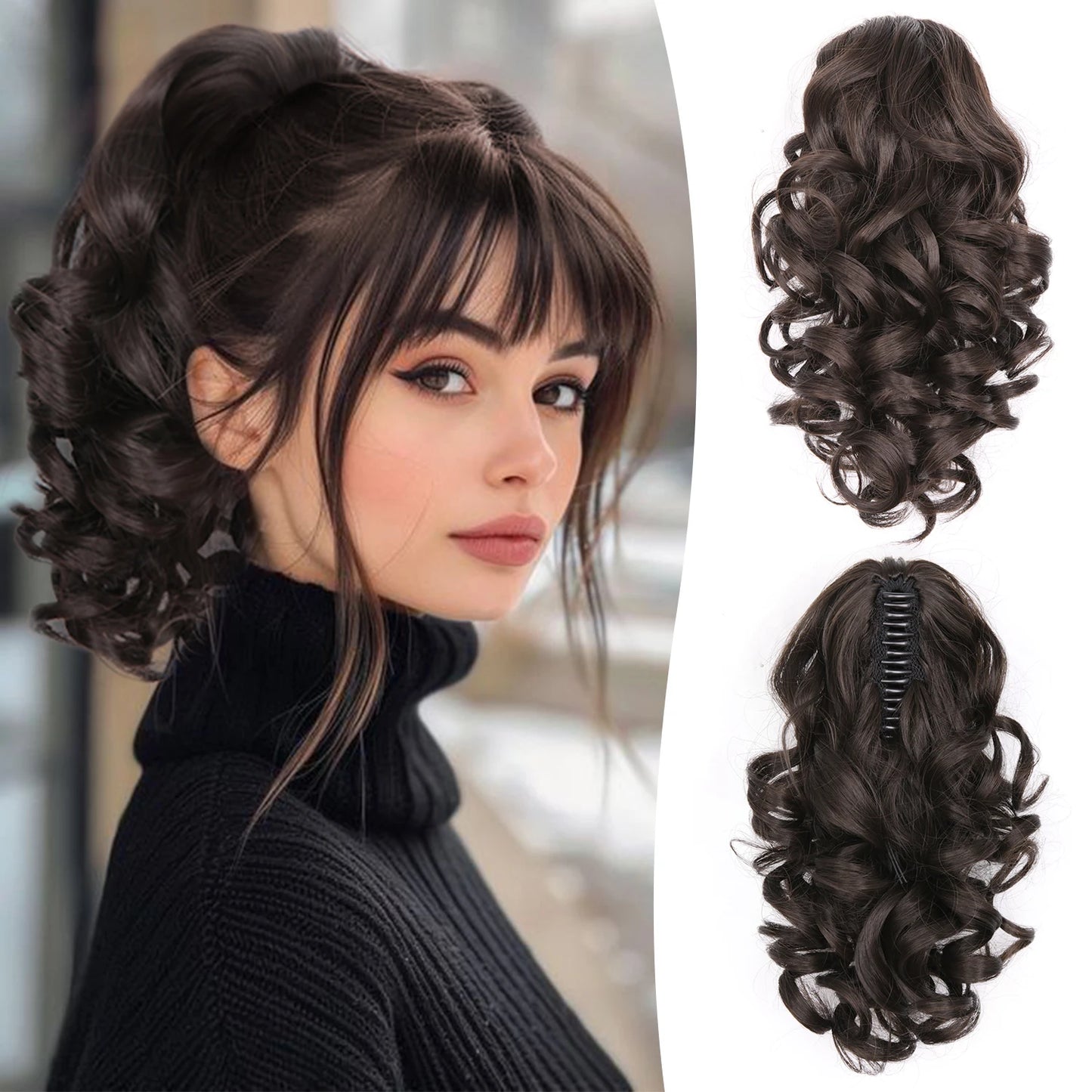 Curly Claw Ponytail Hair Extension | Synthetic Clip-On Hairpiece | 12 Inch | 100g | Multiple Colors