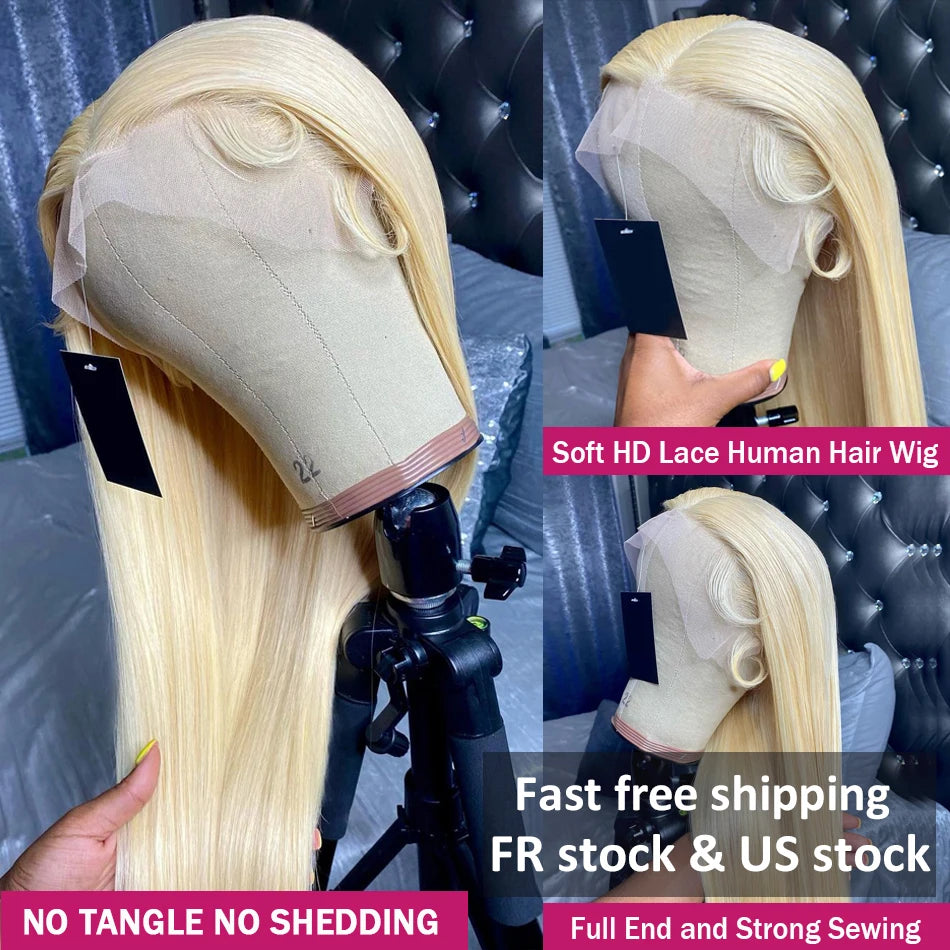 WeWave 613 Blonde Bone Straight 13x6 HD Transparent Lace Front Wig (Brazilian Remy Human Hair)