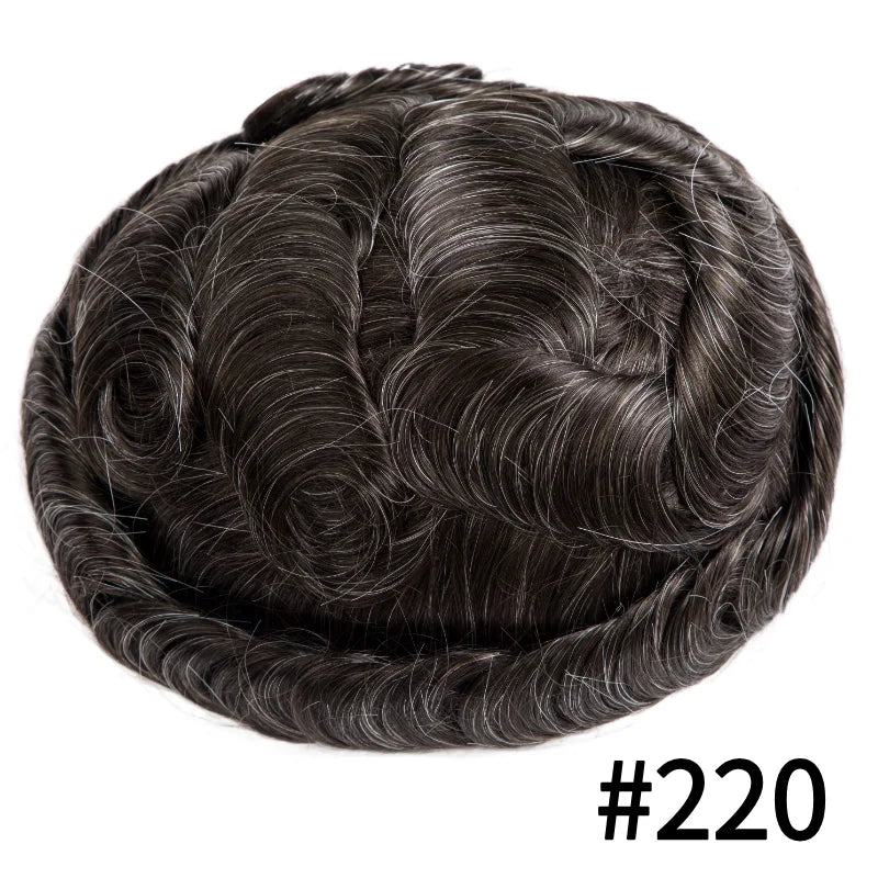 Men's Indian Remy Hair Toupee – Injection PU Skin Base, 120%/130% Density