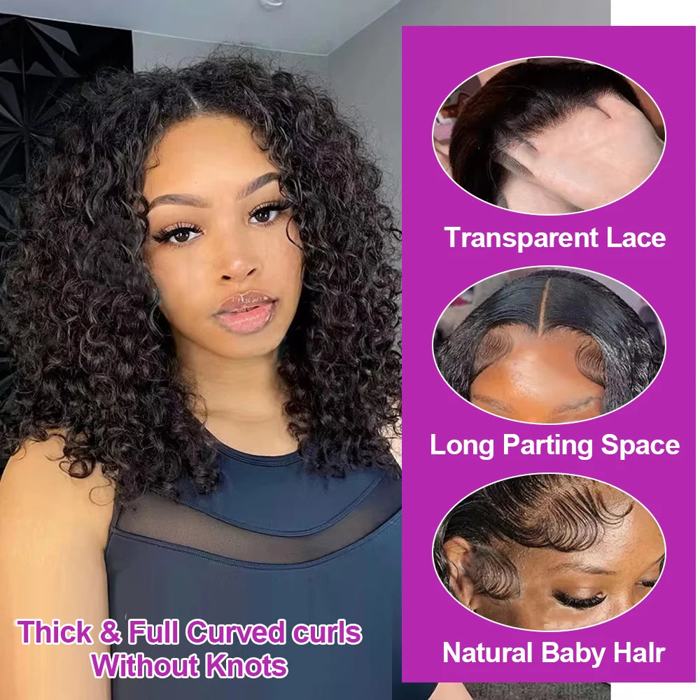 Deep Water Wave Curly Bob HD Lace Front Wig | 100% Remy Human Hair | Transparent Lace 13x4 / 13x6