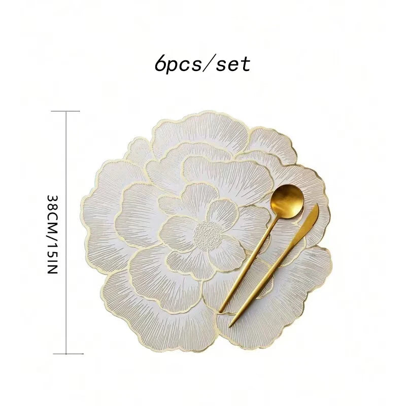 PVC Floral Placemat – Elegant Heat-Resistant Table Mat for Dining & Home Decor