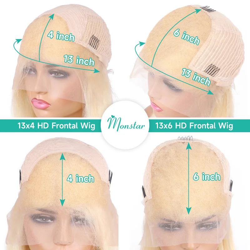 613 Blonde Bob Wig | 13x4 13x6 Lace Front Human Hair Wig | Straight Brazilian Remy Hair | 200% 220% Density