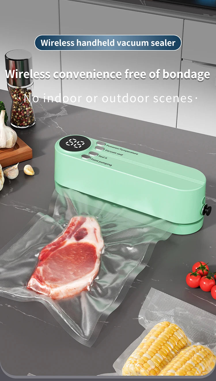 Mini Portable Vacuum Sealer – USB Rechargeable Wireless Food Saver for Dry & Moist Preservation Bags