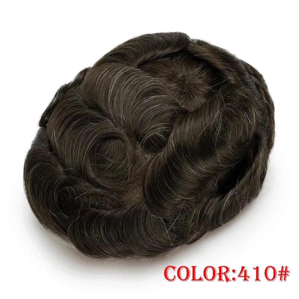 Men Toupee Wig Natural Hairline V Loop Thin Skin | Remy Human Hair System 0.03mm