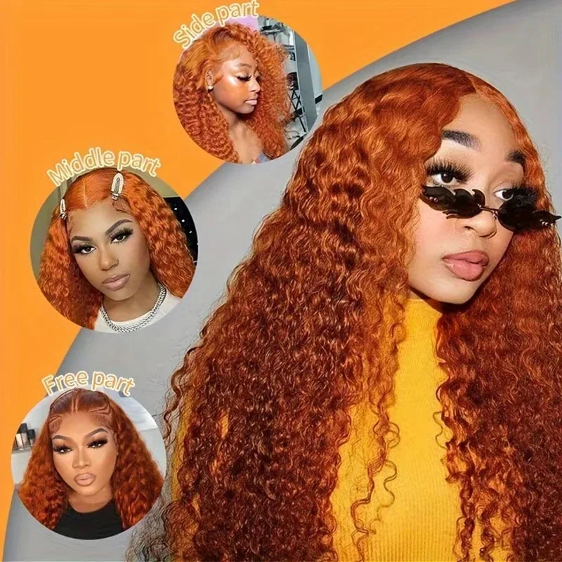 Ginger Deep Wave 13x4 HD Lace Front Wig – 250% Density Long Human Hair Wig (30 inch)