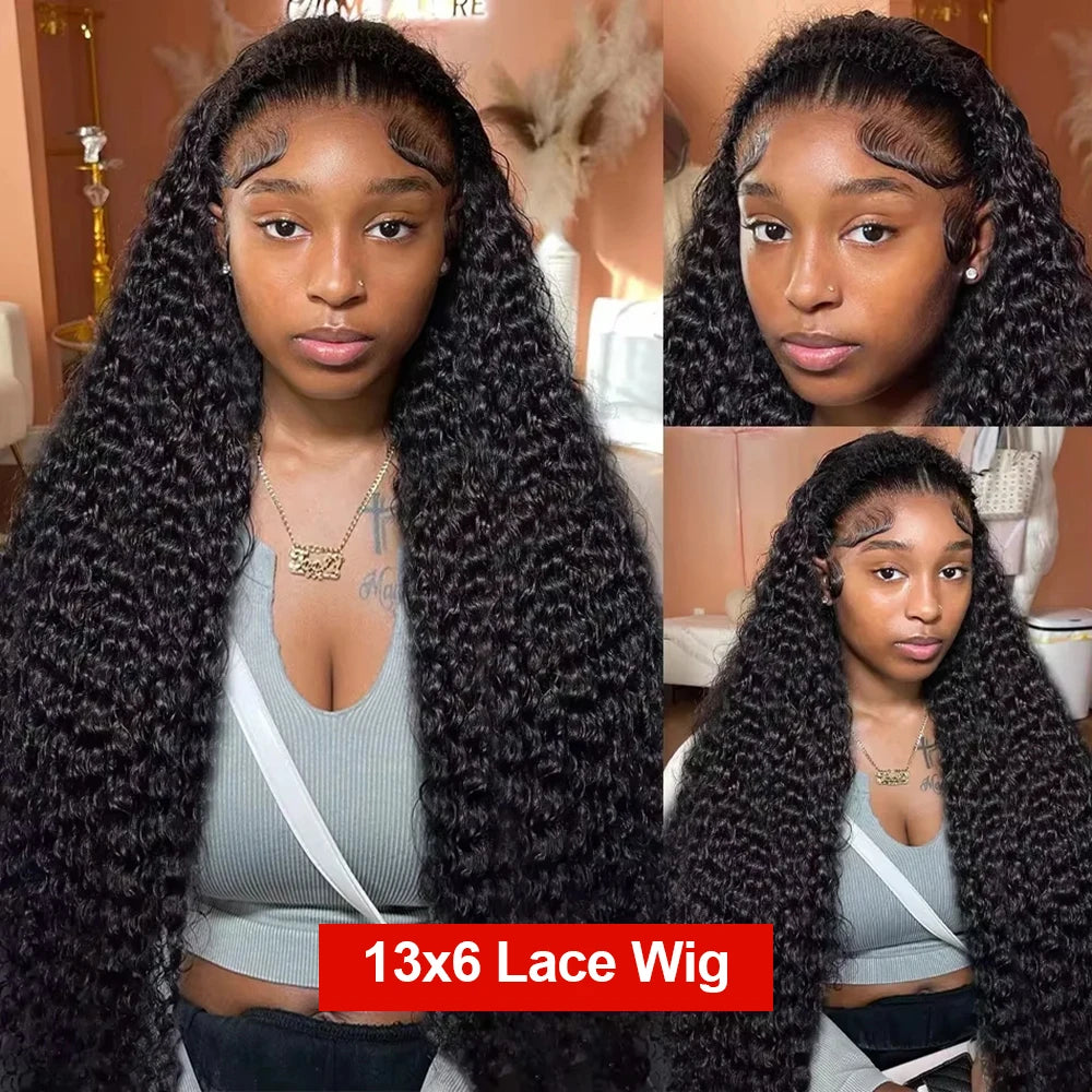 40 & 46 Inch Water Wave Deep Wave Lace Front Wig – 13x6 HD Lace, 7x5 Glueless, 300% Density