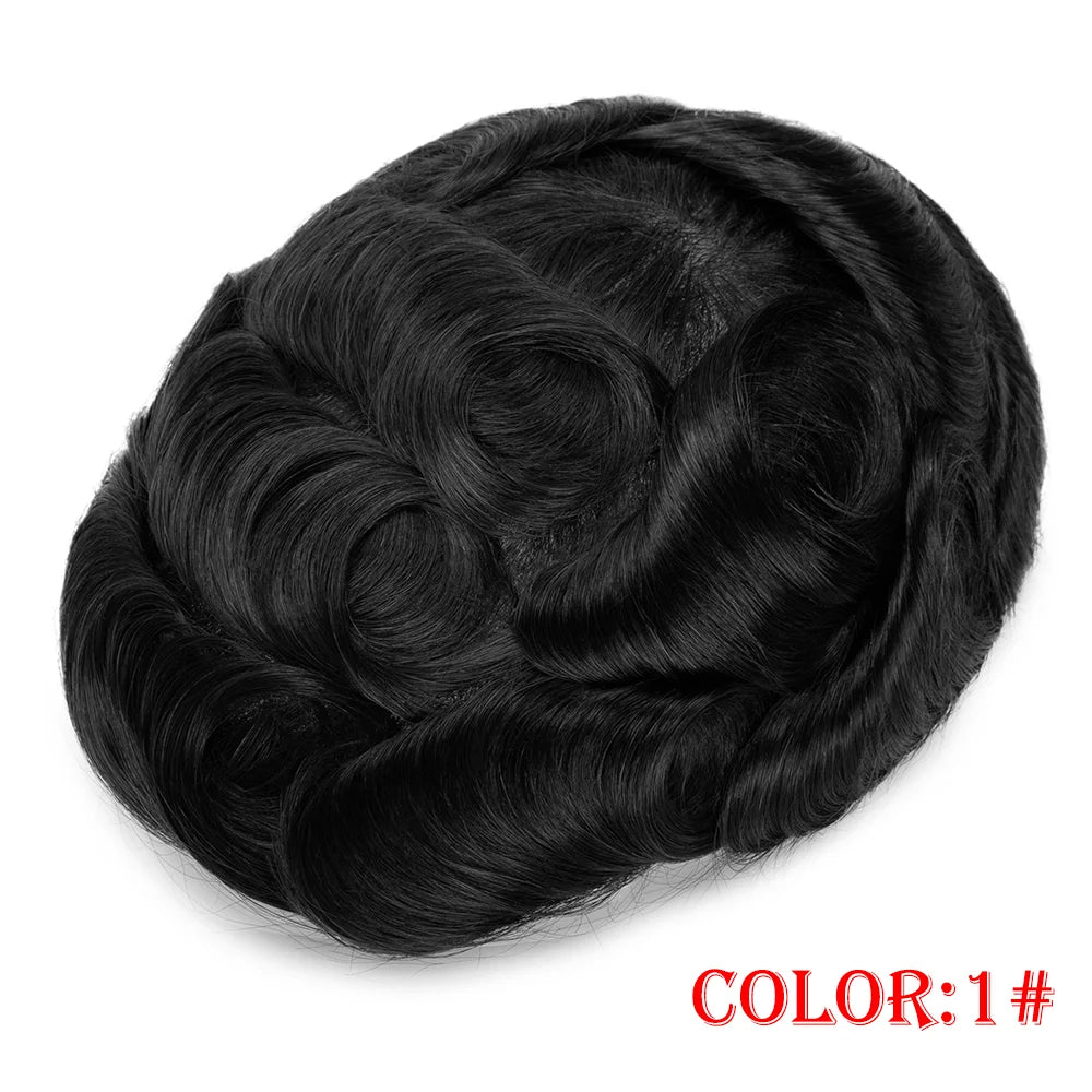 Men Toupee Wig Natural Hairline V Loop Thin Skin | Remy Human Hair System 0.03mm