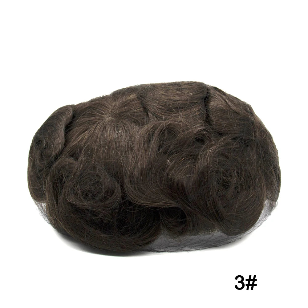 Men's Human Hair Toupee – Lace & PU Base, Straight, 6x8 / 7x9 / 8x10