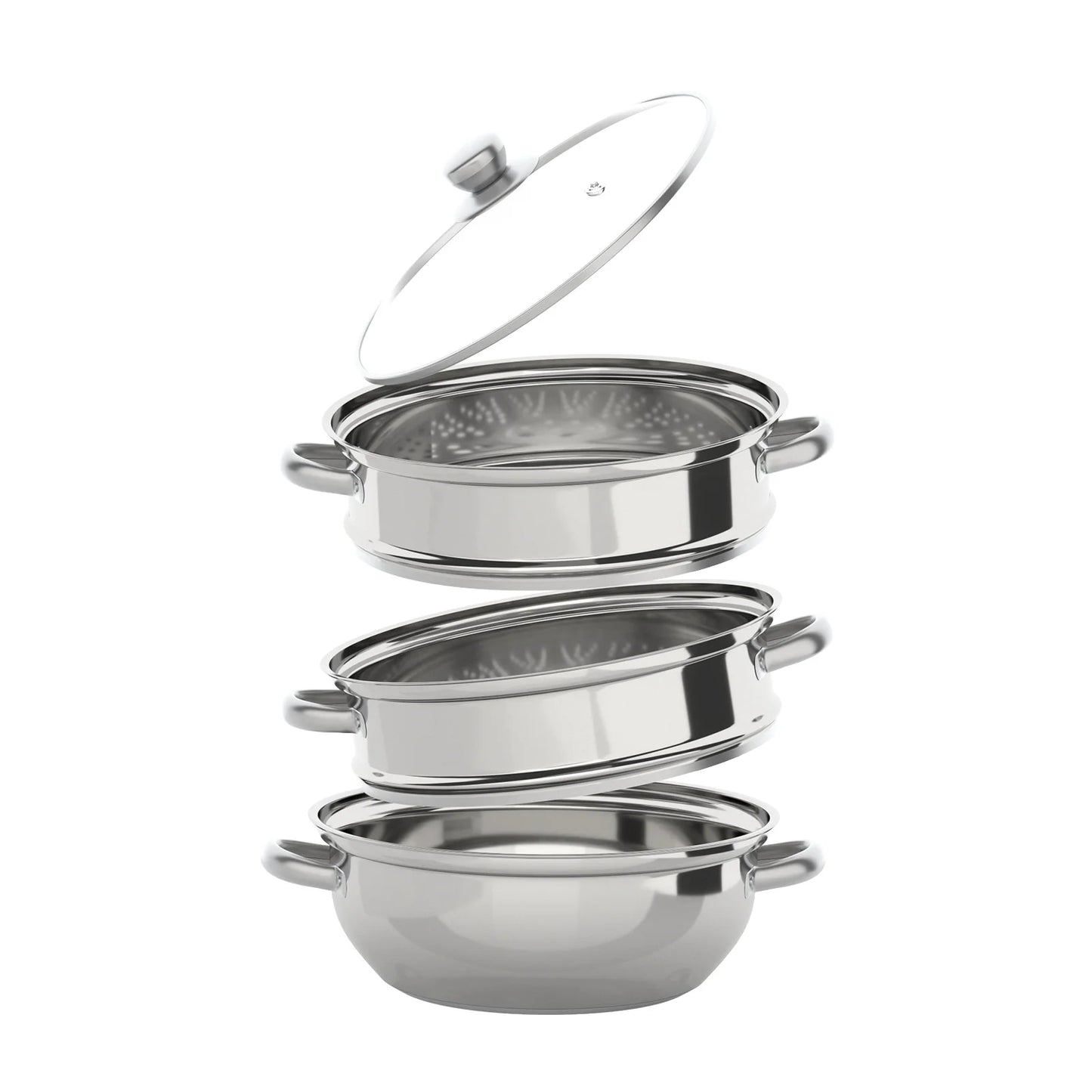 28CM 3-Tier Stainless Steel Food Steamer – Multi-Function Cooking Pot for Kitchen