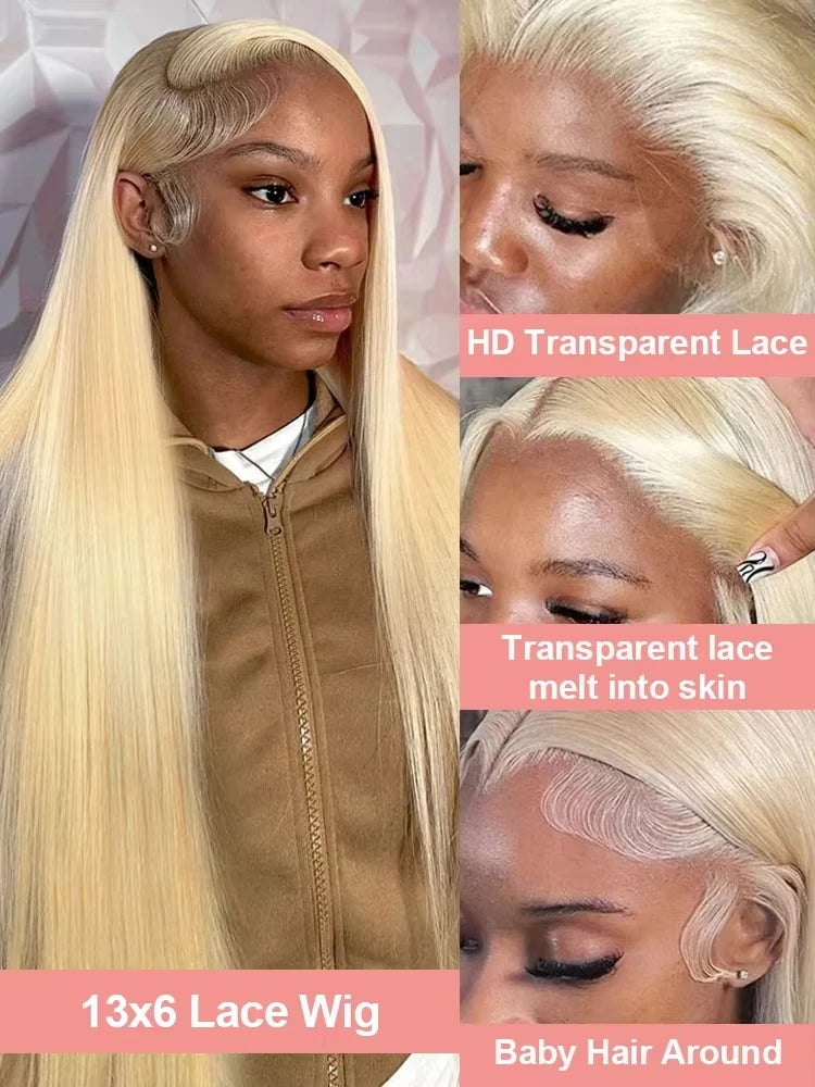 40–50 Inch 613 Blonde HD Lace Front Wig | Brazilian Bone Straight Human Hair Wig
