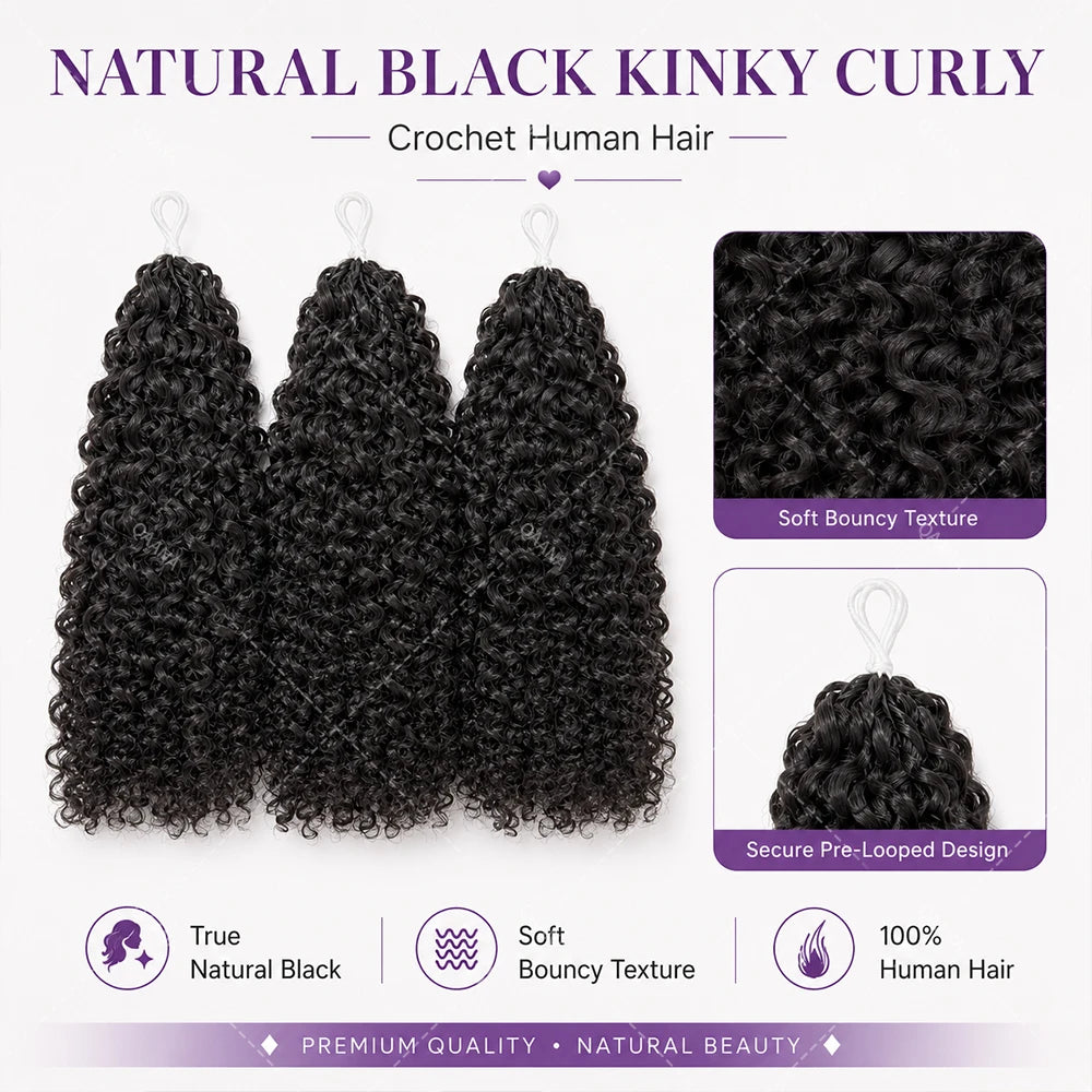 Kinky Curly Miracle Knot Crochet Hair Extensions – 100% Remy Human Hair