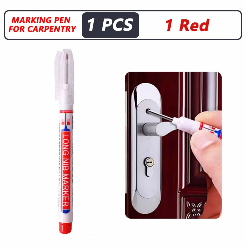 Professional Deep Hole Long Nib Marker Pen for Wood, Metal & Tile — Waterproof Carpenter Tool (20mm Nib)
