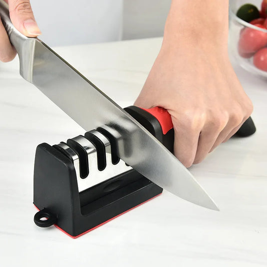 4-Segment Kitchen Knife Sharpener | Multi-Functional Handheld Sharpening Tool – Black
