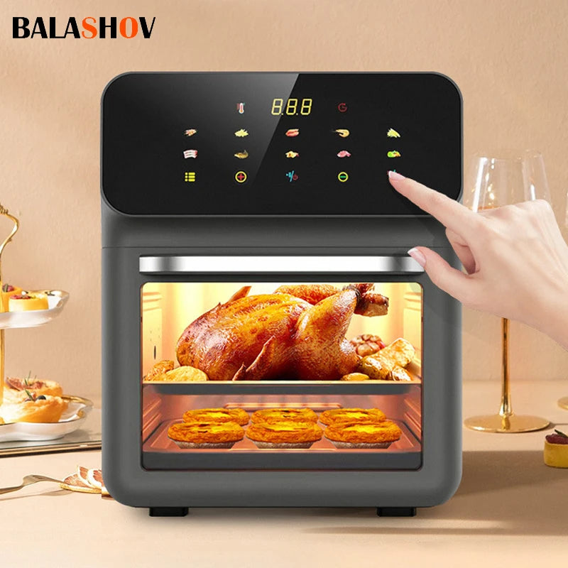 Smart 10L Oil-Free Air Fryer Oven with 360° Hot Air Convection — Large Capacity Electric Cooker for Healthy Home Cooking