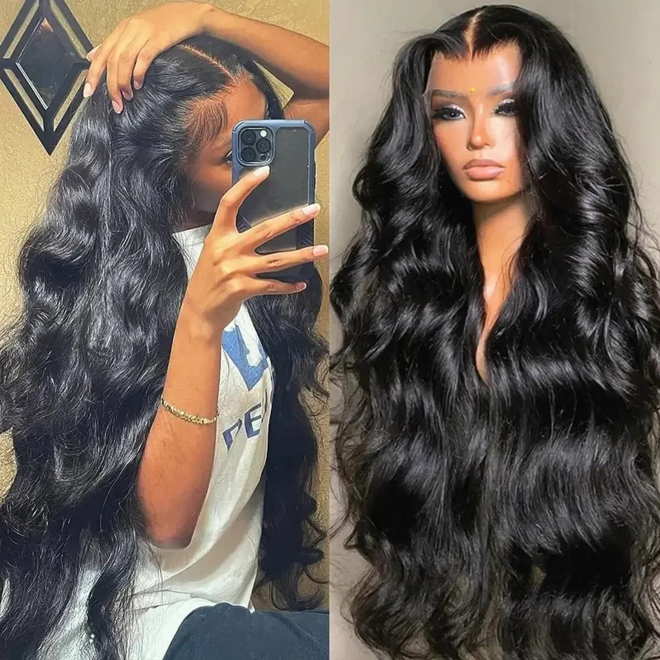 HD Transparent 13x4 · 13x6 Body Wave Lace Front Human Hair Wig – 30/36 Inch Pre-Plucked Brazilian Wig