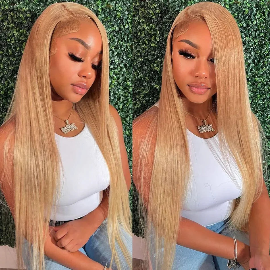 Honey Blonde #27 Straight HD Lace Front Wig (13x6 / 13x4) – Brazilian Remy Human Hair, Transparent Lace (26"+)