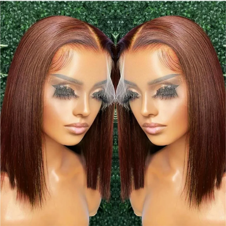 Bone Straight Bob 13x4 Lace Frontal Human Hair Wig – Chocolate Brown #4 Short Bob