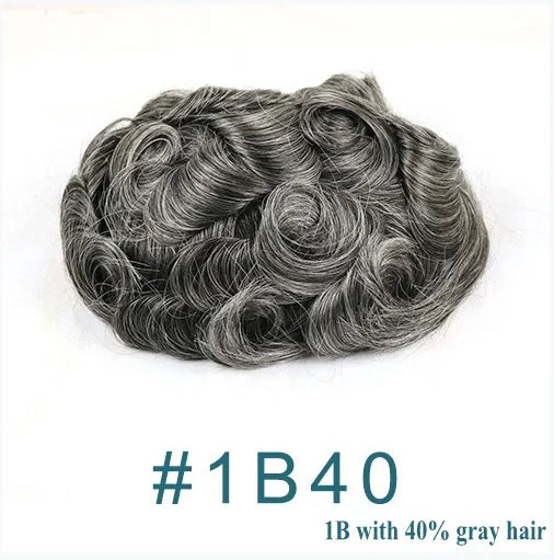 Men's Human Hair Toupee Wig – 30mm Wave, Natural Straight, 0.1mm PU Base