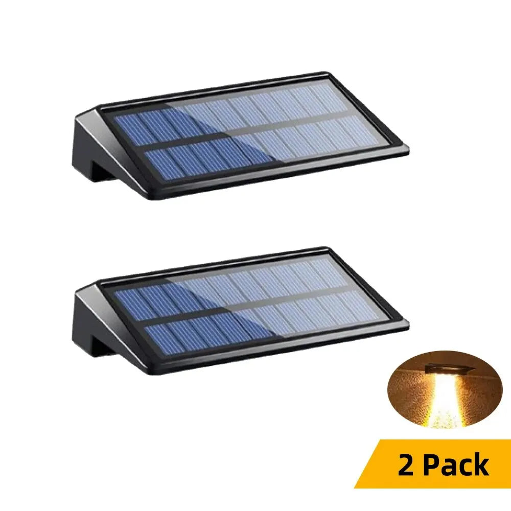 2 Pack LED Solar Wall Lights – Waterproof Outdoor Fence & Deck Lamps for Yard, Pathway, and Garden Decor