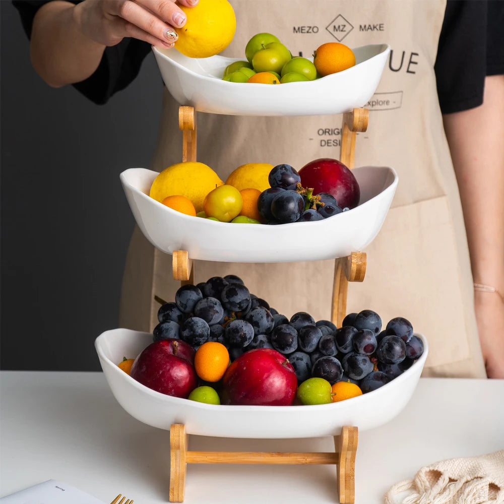 2/3-Tier Fruit Plate Stand – Modern Plastic Snack Tray & Dessert Display for Home & Parties