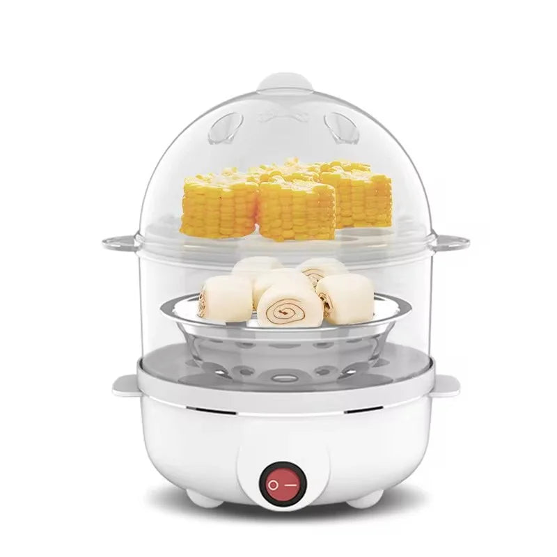 Multifunctional Electric Egg Cooker & Double-Layer Steamer | Mini Breakfast Maker