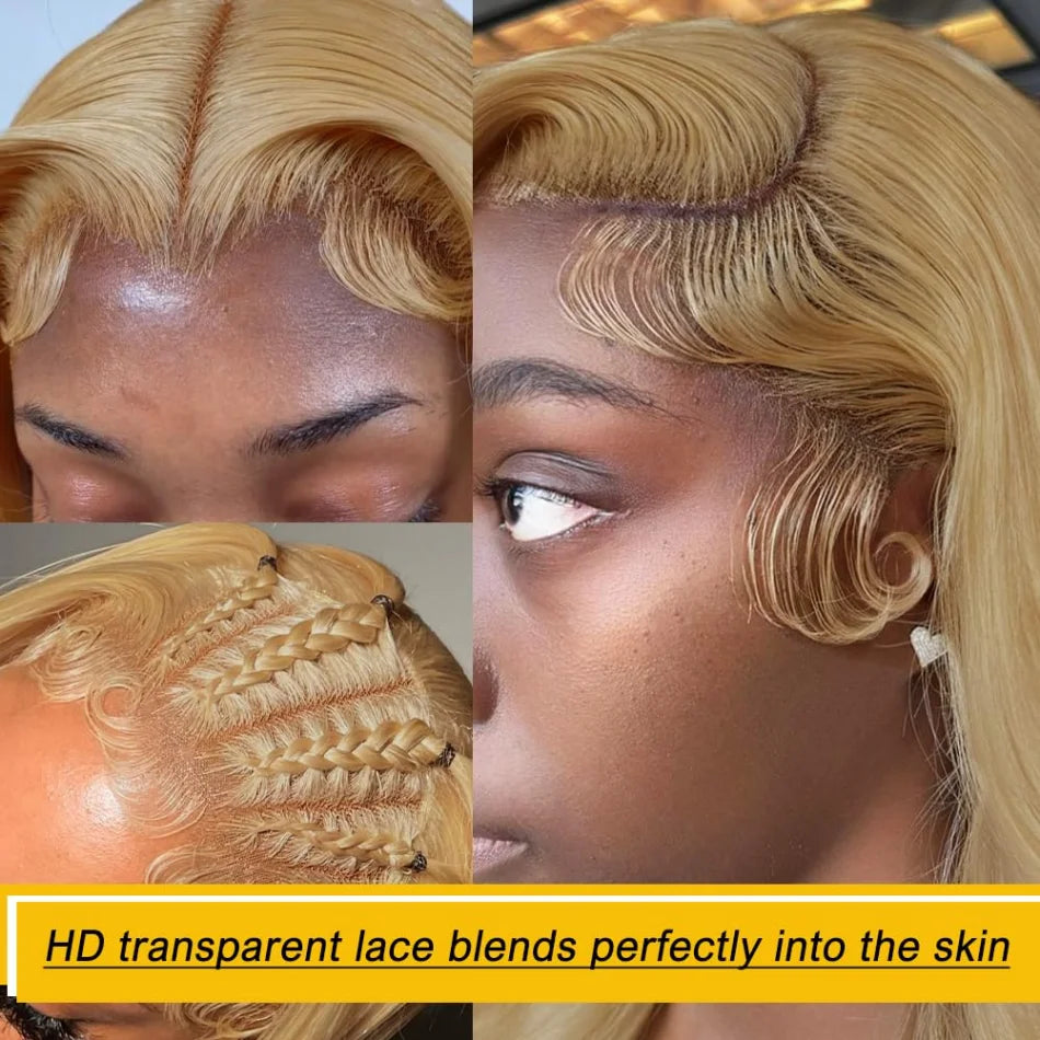 Honey Blonde 13x6 HD Lace Front Human Hair Wig – 250% Density Body Wave Brazilian Remy