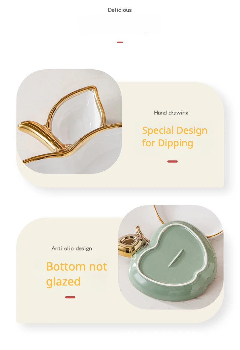 Jucaica Rosh Hashanah Apple Honey Dish – Ceramic Dessert Plate Set