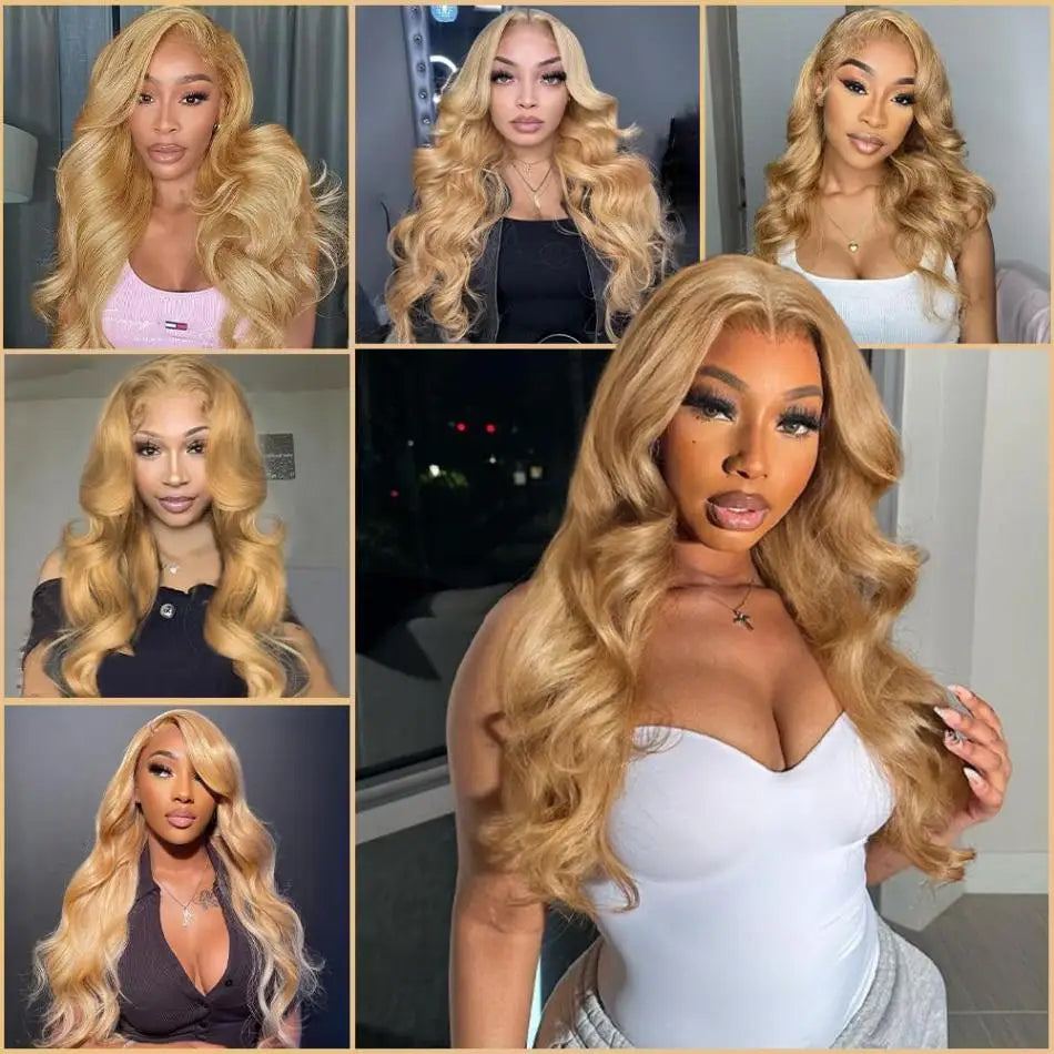 Honey Blonde #27 Body Wave Lace Front Human Hair Wig | Transparent Lace 13x4 / 13x6 Pre-Plucked (26+ Inch)