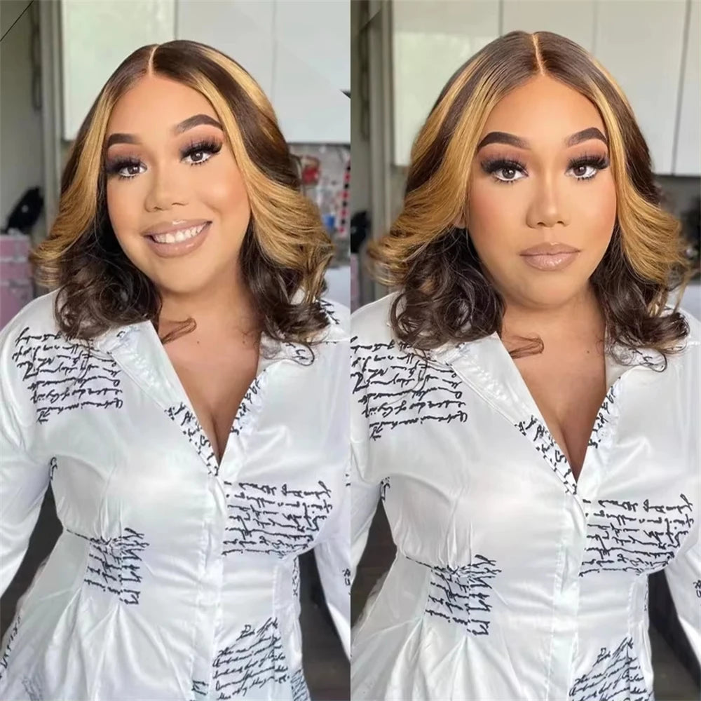 P4/27 Ombre Highlight Body Wave Bob Wig (13x4 Transparent Lace, Pre-Plucked) – 100% Human Hair