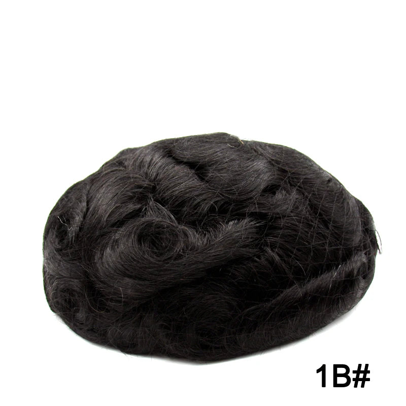 Men's Human Hair Toupee – Lace & PU Base, Straight, 6x8 / 7x9 / 8x10
