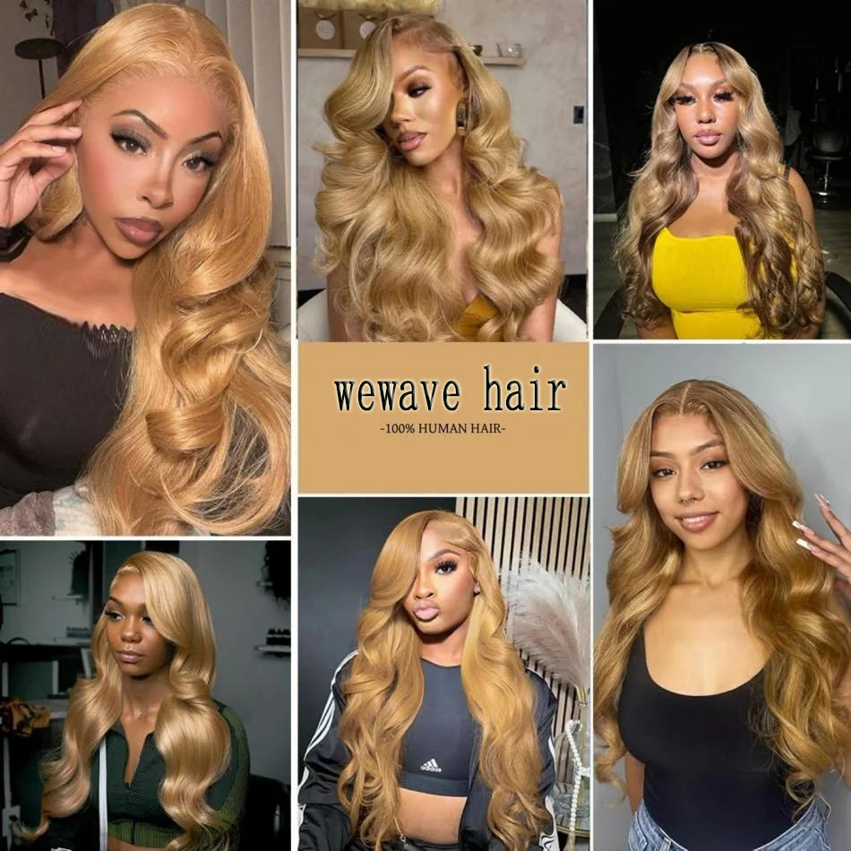 Honey Blonde #27 Body Wave Lace Front Human Hair Wig | Transparent Lace 13x4 / 13x6 Pre-Plucked (26+ Inch)