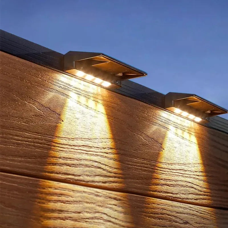 2 Pack LED Solar Wall Lights – Waterproof Outdoor Fence & Deck Lamps for Yard, Pathway, and Garden Decor