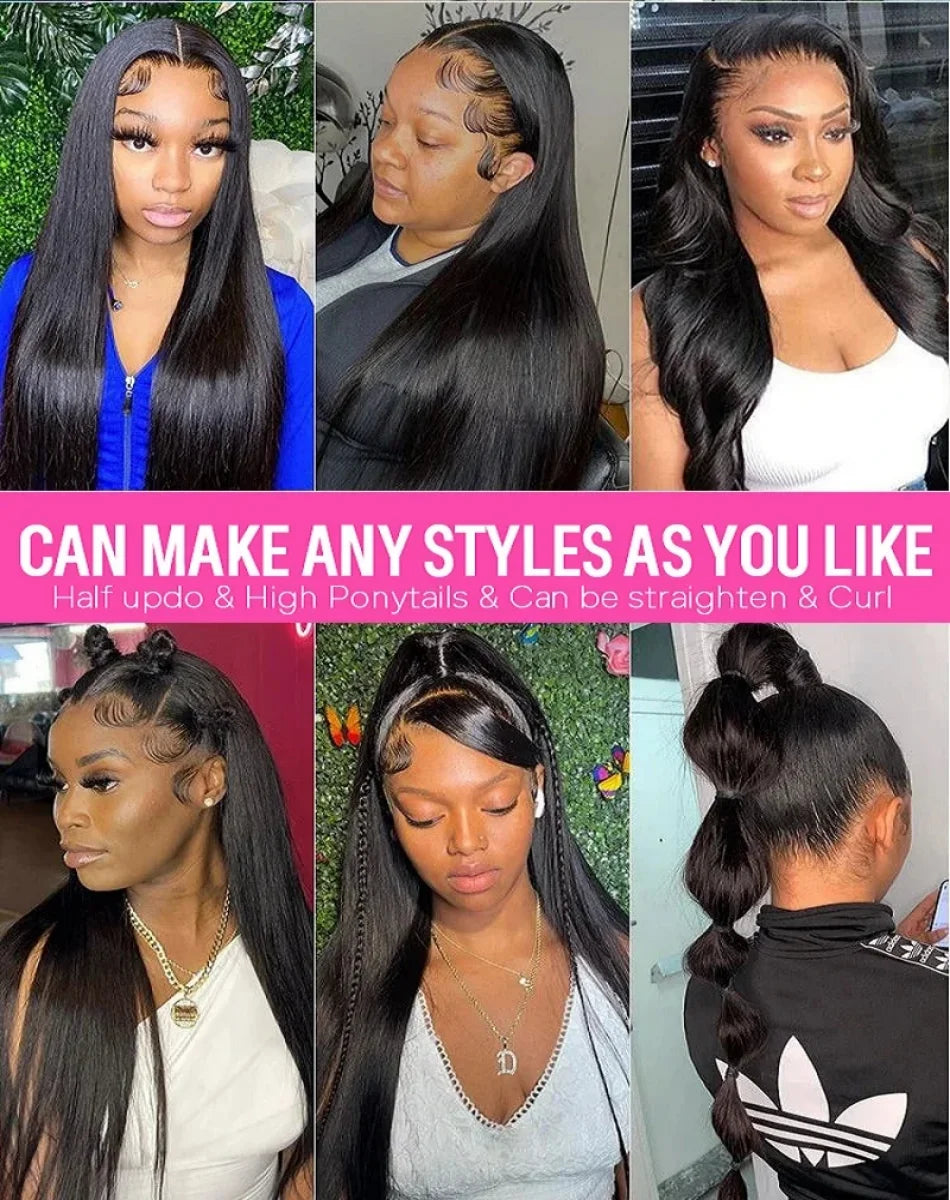 220 Density Bone Straight 13x6 HD Lace Front Wig (13x4 Option, Pre-Plucked) – Brazilian Remy Human Hair