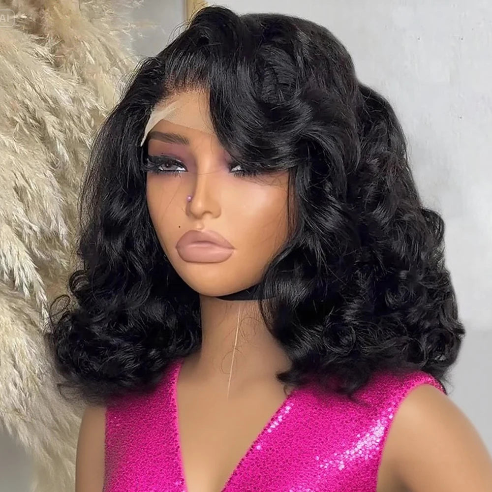 Glueless Body Wave Bob HD Lace Frontal Human Hair Wig (13x6, Transparent Lace, Brazilian Remy, Short 4–16")