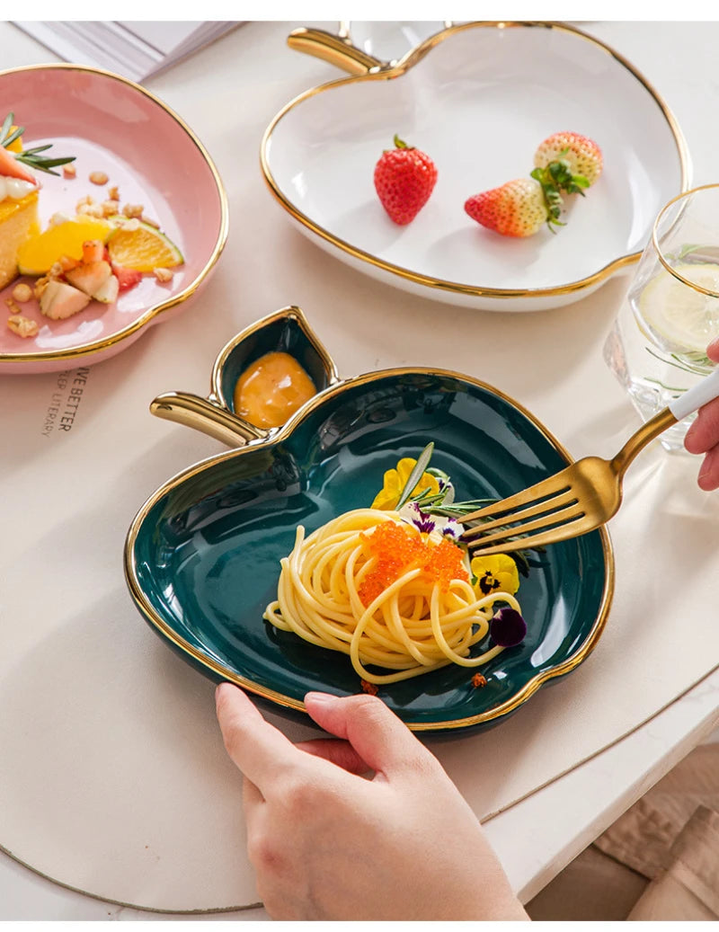 Jucaica Rosh Hashanah Apple Honey Dish – Ceramic Dessert Plate Set