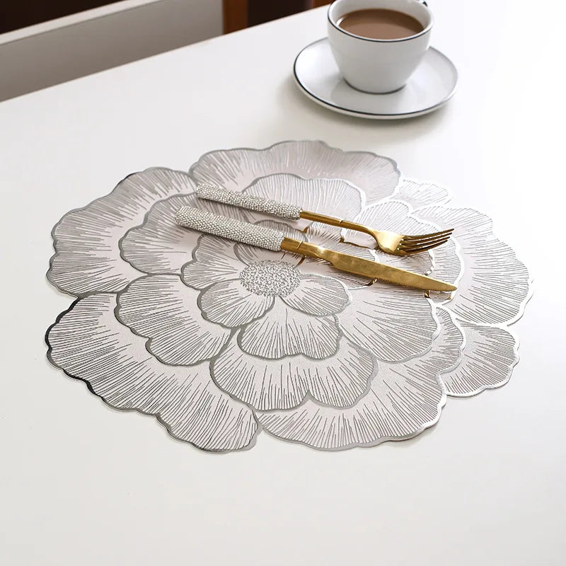 PVC Floral Placemat – Elegant Heat-Resistant Table Mat for Dining & Home Decor